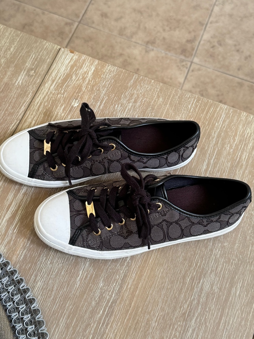 Coach Black Empire Canvas Sneakers w: Gold-Tone Accents - Picture 3 of 8